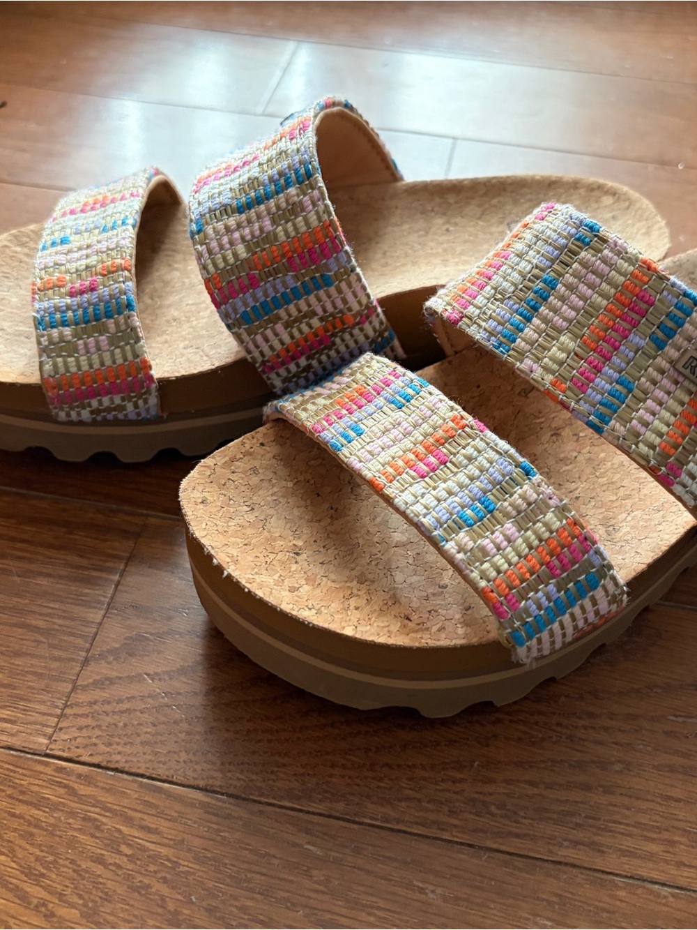 Reef Multicolor Woven Double-Strap Cork Platform Sandal